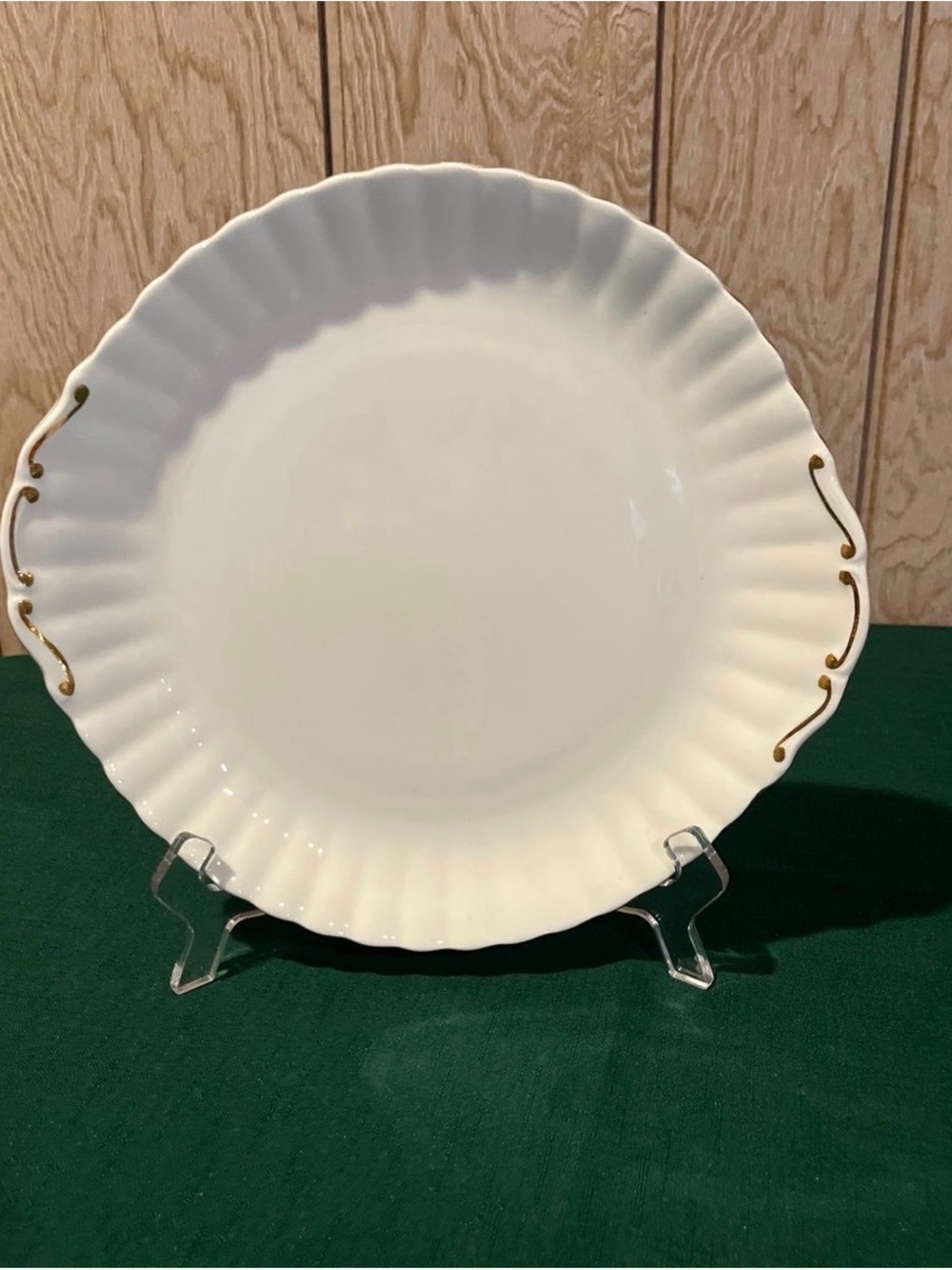 Royal Albert White Scalloped Porcelain Plate with Gold Accent